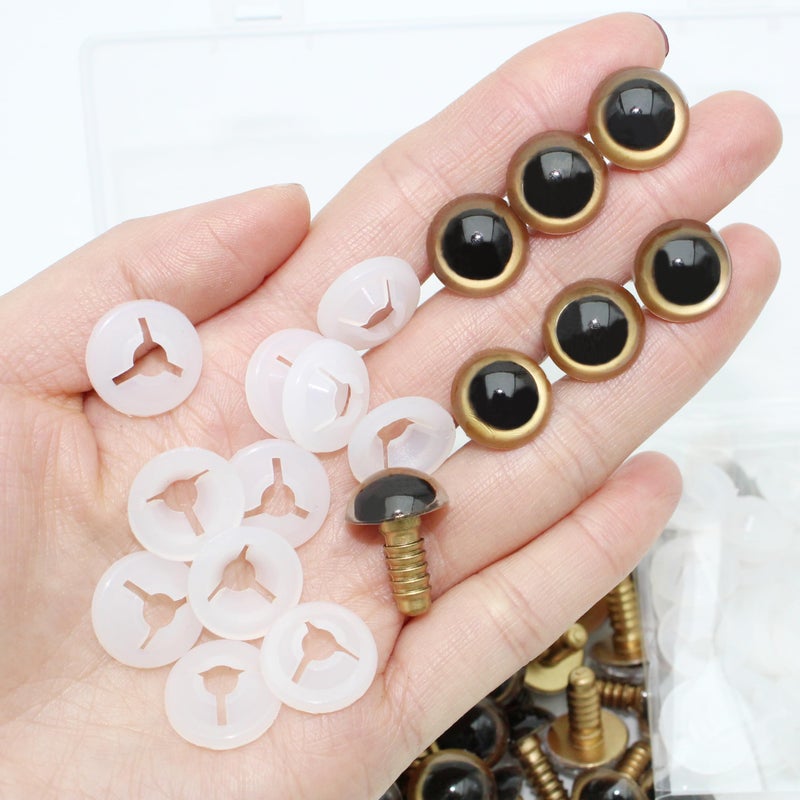 ARTCXC 50Pcs 15mm Colorful Solid Plastic Safety Eyes Craft Eyes with Sturdy Washers for Doll, Puppet, Plush Animal DIY Making - Image 4